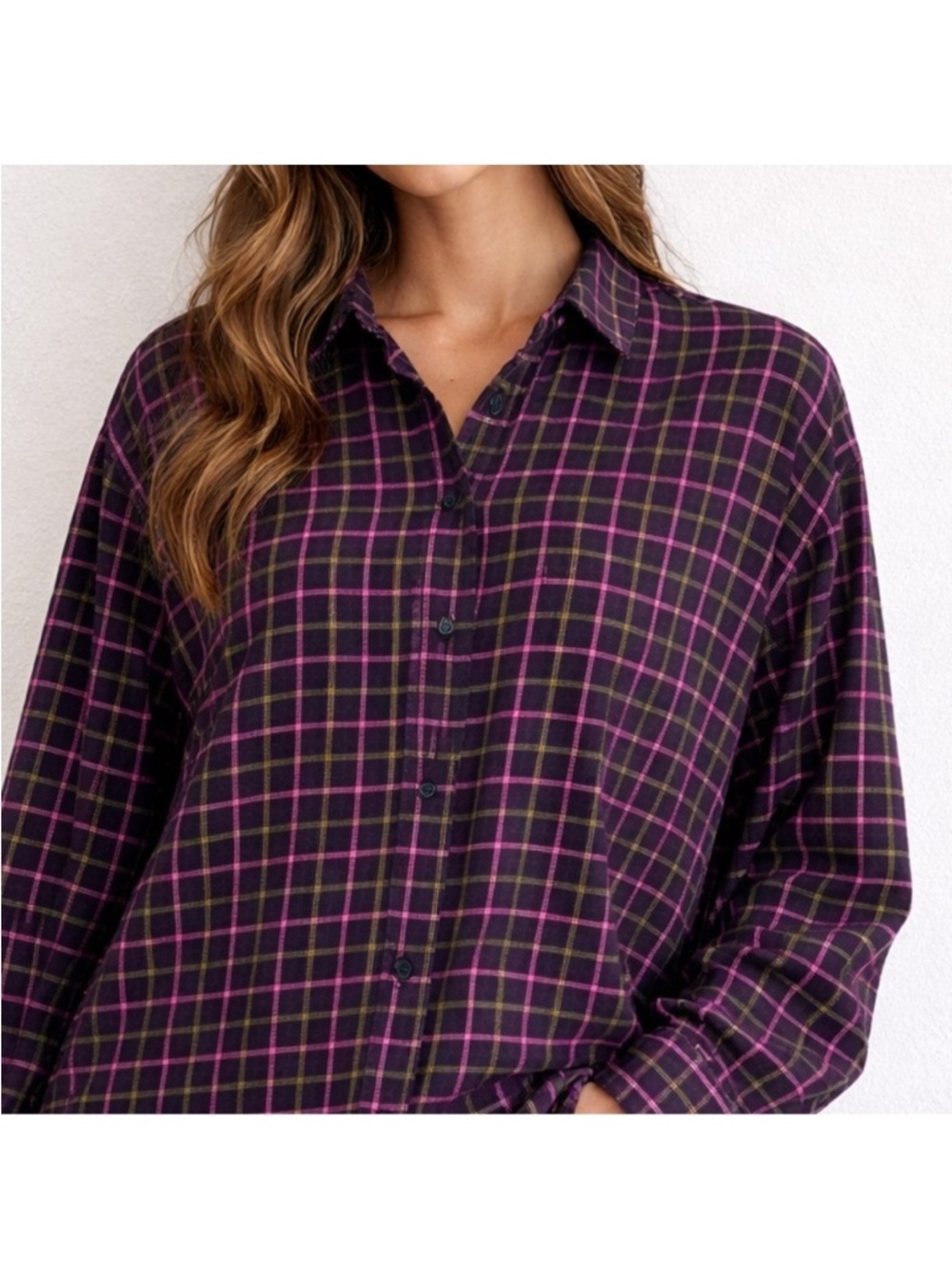 Madewell Flannel Westlake Shirt Stopped Plaid Tattersall Azalea Button Down XS
